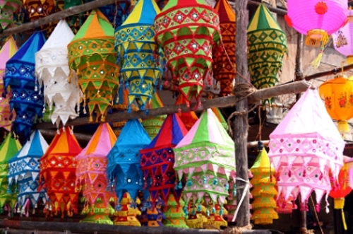 Colorful skylanterns in Varanasi