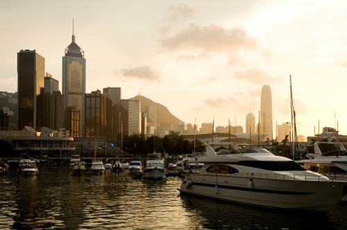 Hong Kong Harbor at sunset
