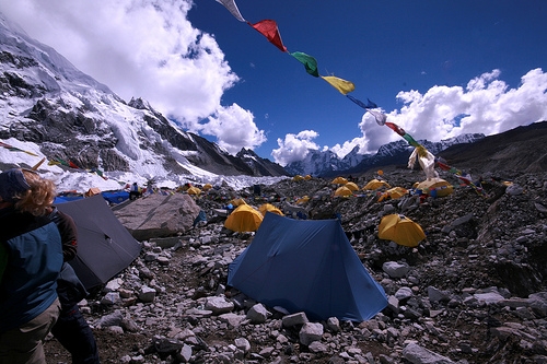 The Mt. Everest base camp is where climbers stock on supplies and gather energy before attempting to summit.